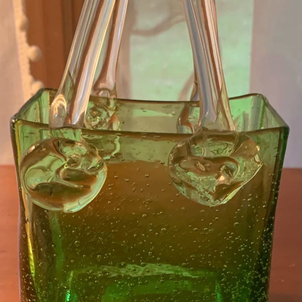 Hand blown glass tote